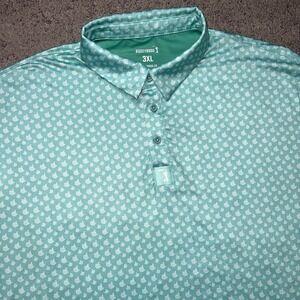 Bogey Bros Golf Polo Shirt Mens 3XL Teal AOP Middle Finger Flipping The Bird
